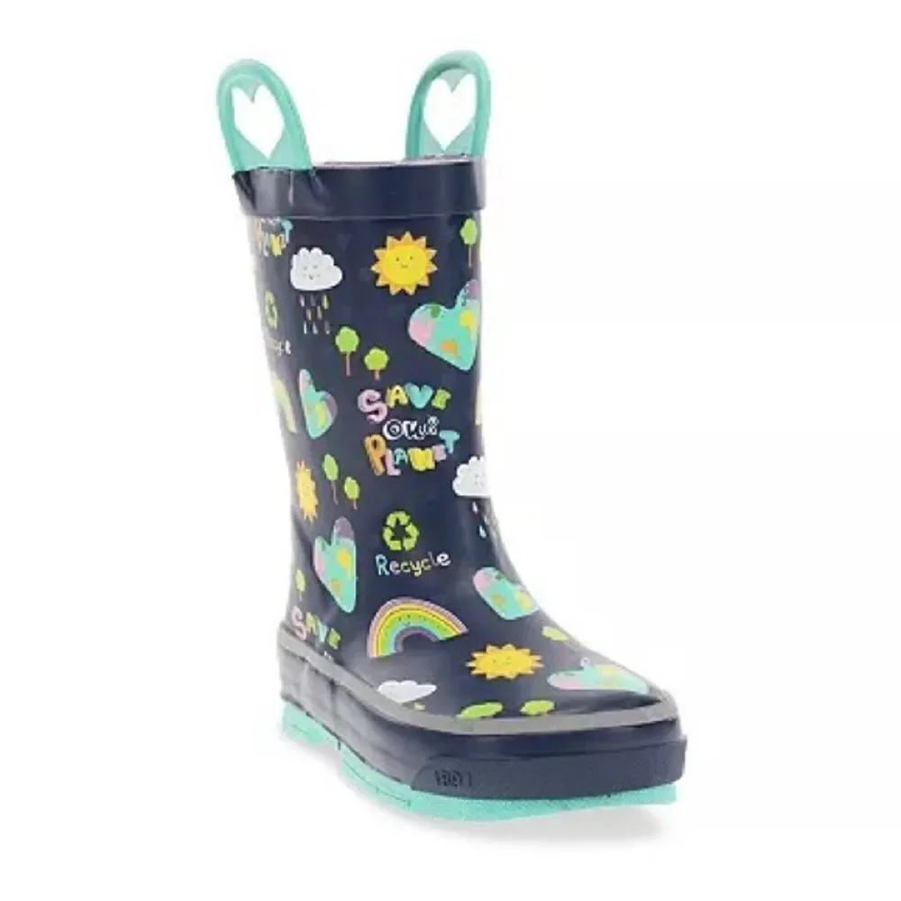 Western Chief Save Our Planet Girls' Waterproof Rain Boots size 8